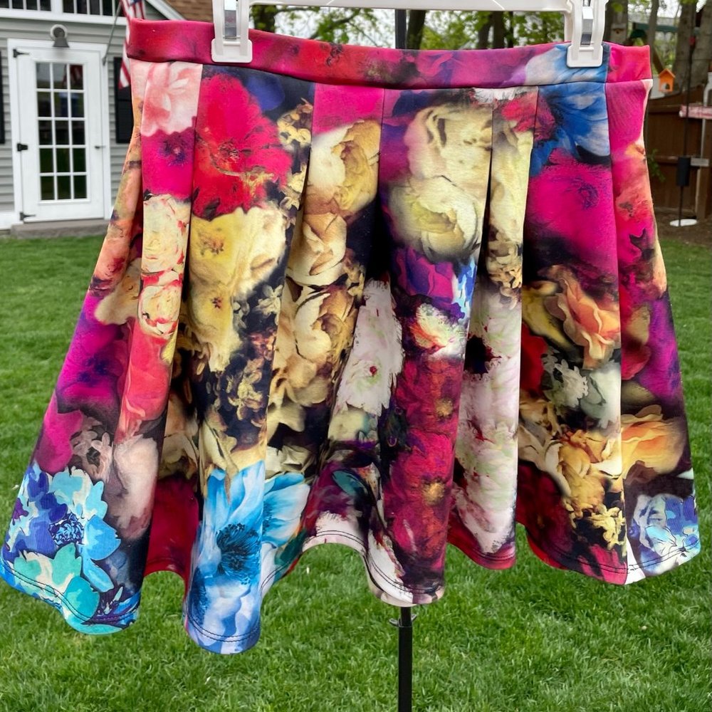 Scuba Floral Skater Skirt - Large